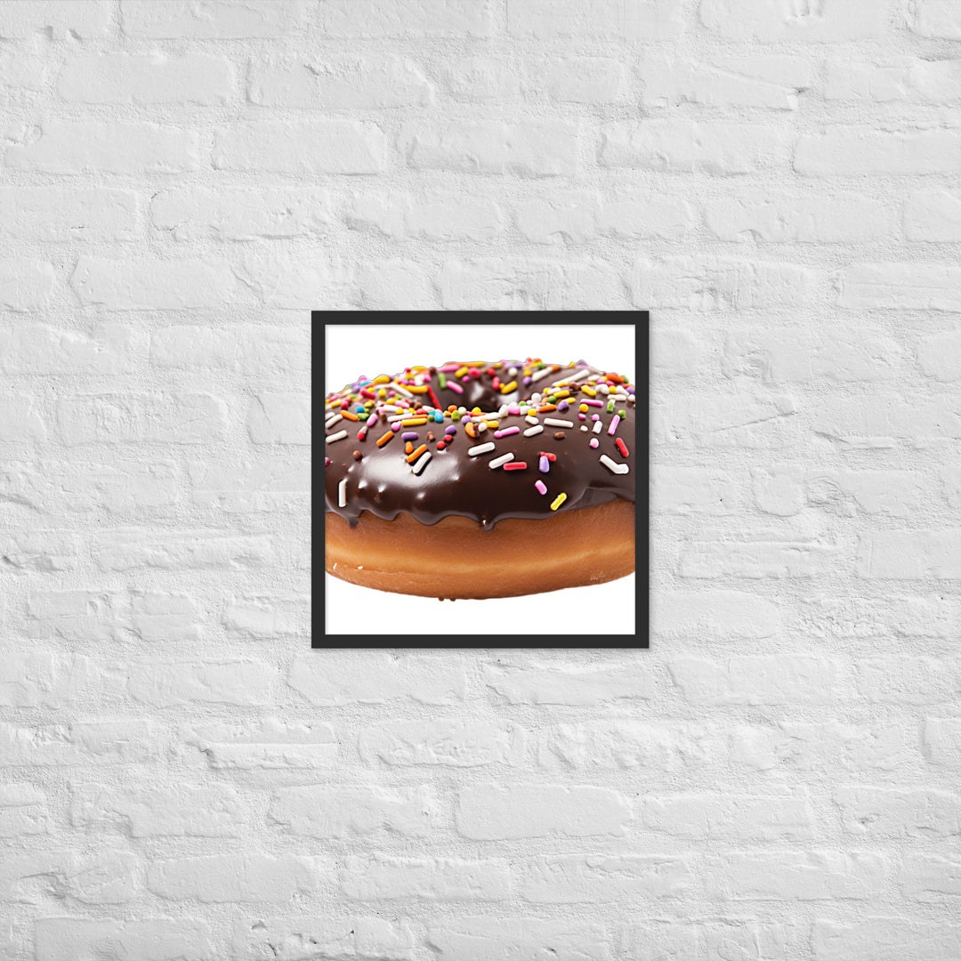 Sprinkled Chocolate Donut Framed poster 🤤 from Yumify.AI