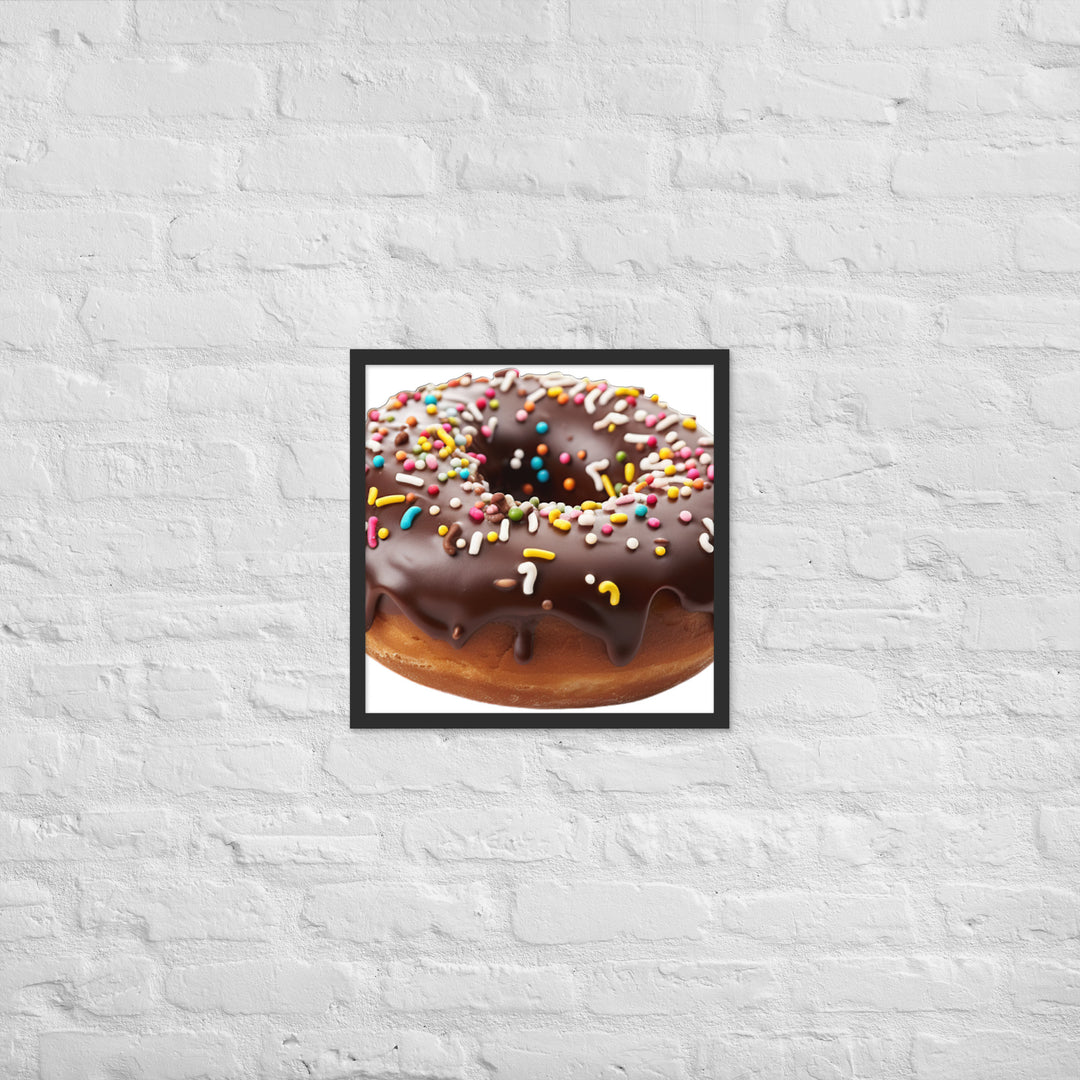 Sprinkled Chocolate Donut Framed poster 🤤 from Yumify.AI