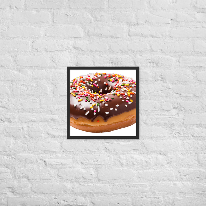 Sprinkled Chocolate Donut Framed poster 🤤 from Yumify.AI