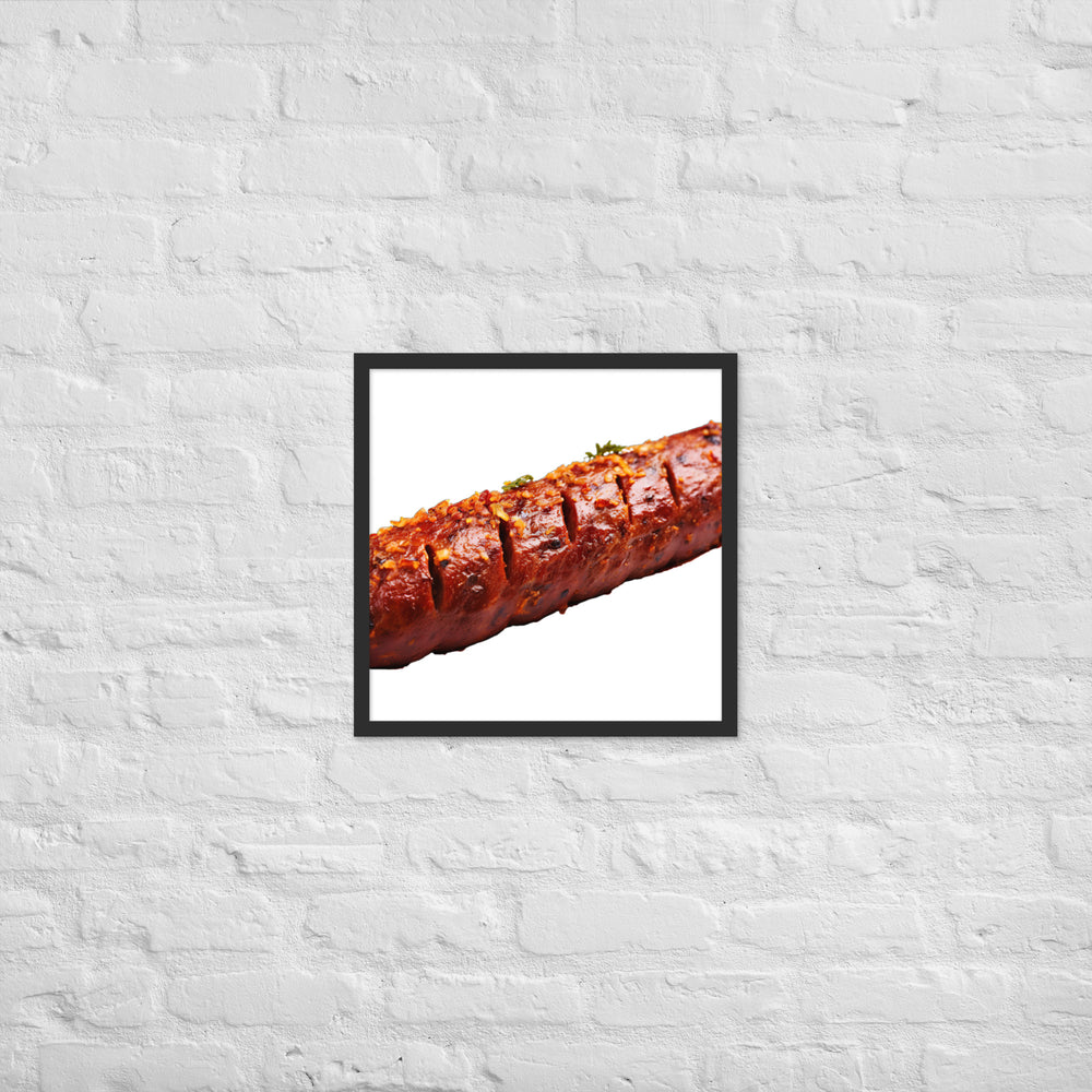 Spicy Beef Sausage Framed poster 🤤 from Yumify.AI