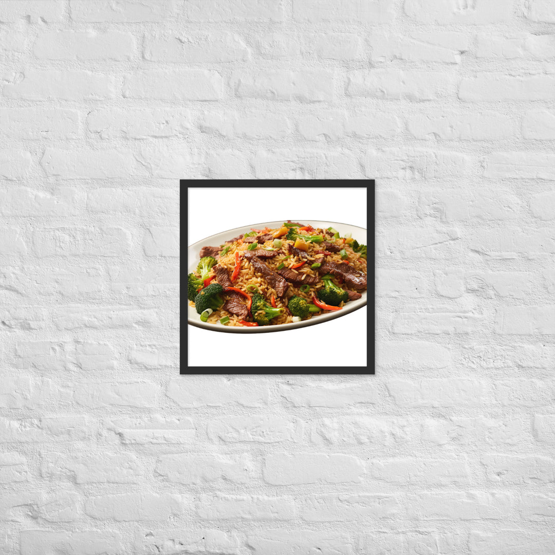 Spicy Beef Fried Rice Framed poster 🤤 from Yumify.AI