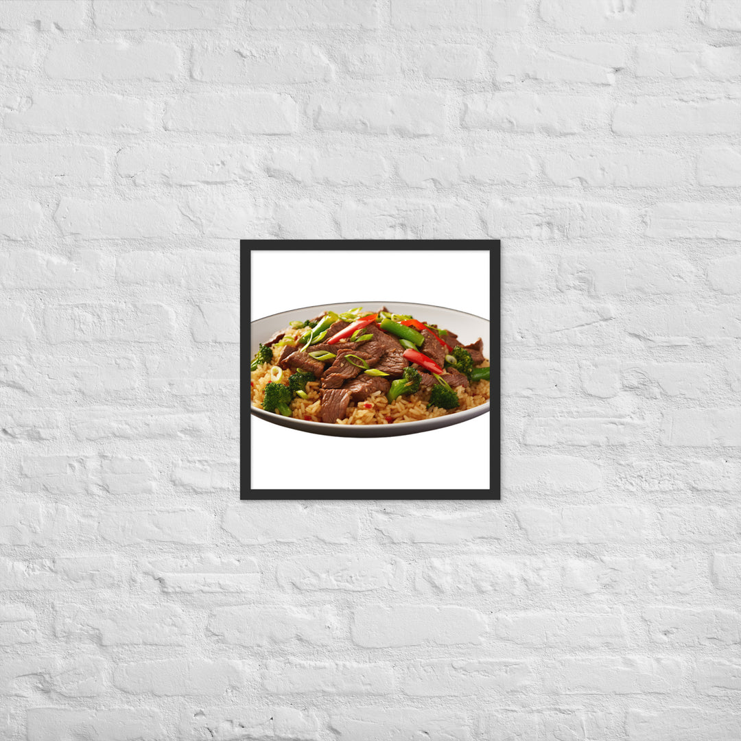 Spicy Beef Fried Rice Framed poster 🤤 from Yumify.AI