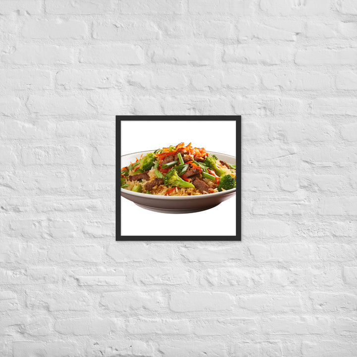 Spicy Beef Fried Rice Framed poster 🤤 from Yumify.AI