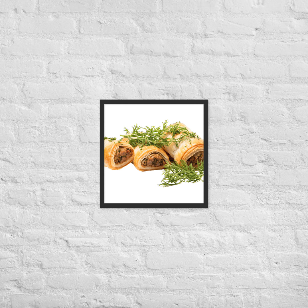 Vegan Sausage Rolls Showcase Framed poster 🤤 from Yumify.AI