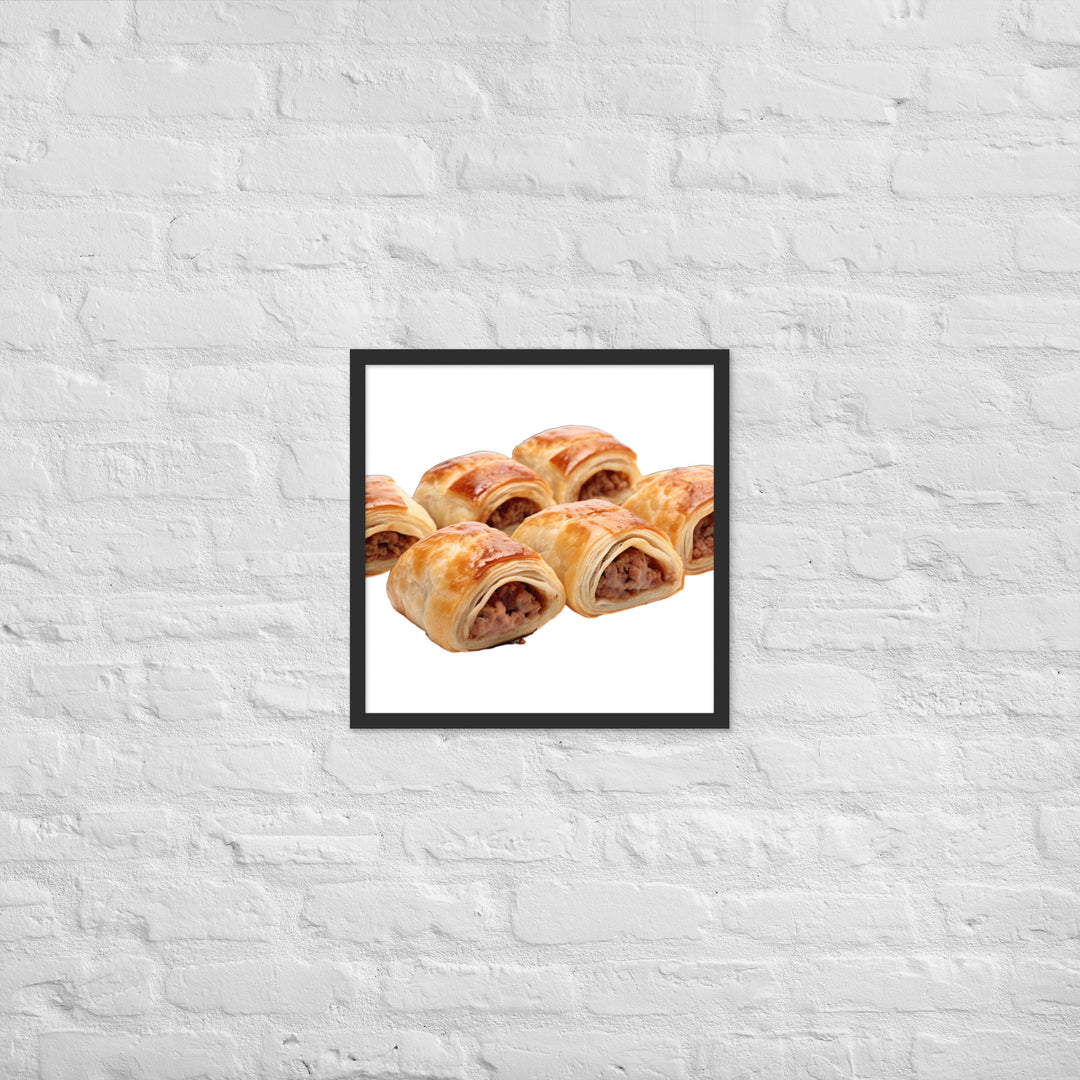 Sausage Rolls with Caramelized Onions Framed poster 🤤 from Yumify.AI