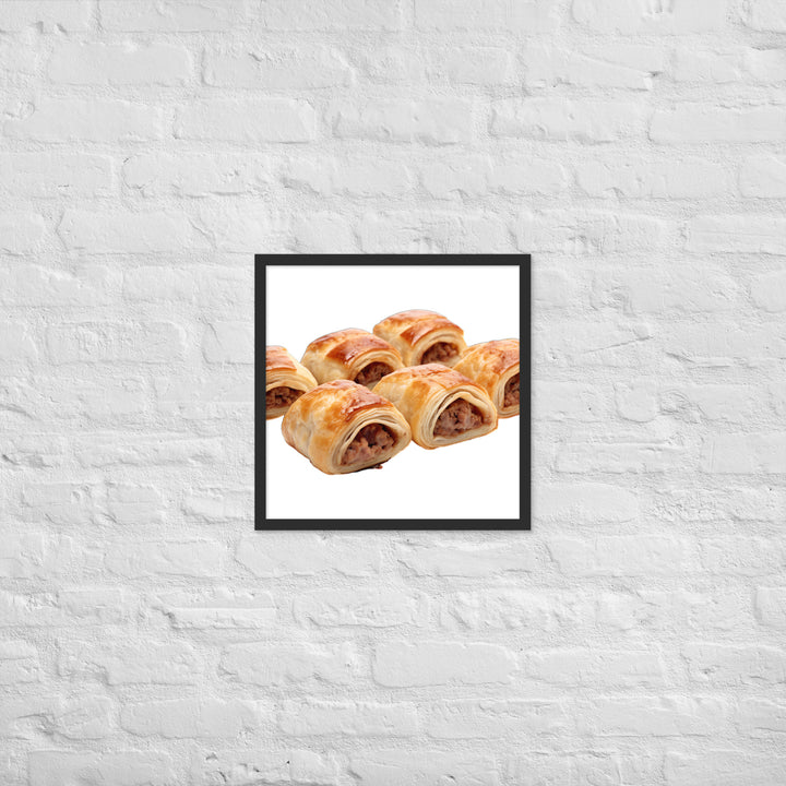 Sausage Rolls with Caramelized Onions Framed poster 🤤 from Yumify.AI