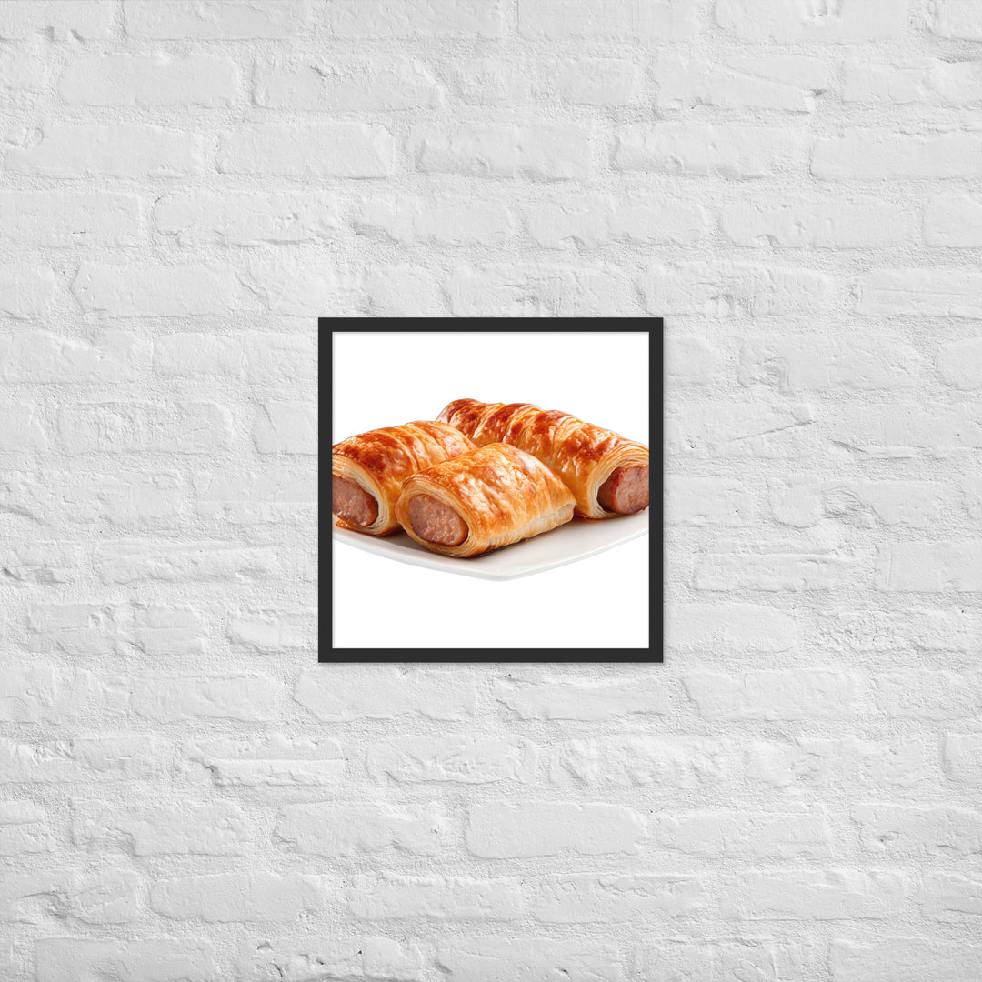 Flaky Golden Sausage Rolls Framed poster 🤤 from Yumify.AI