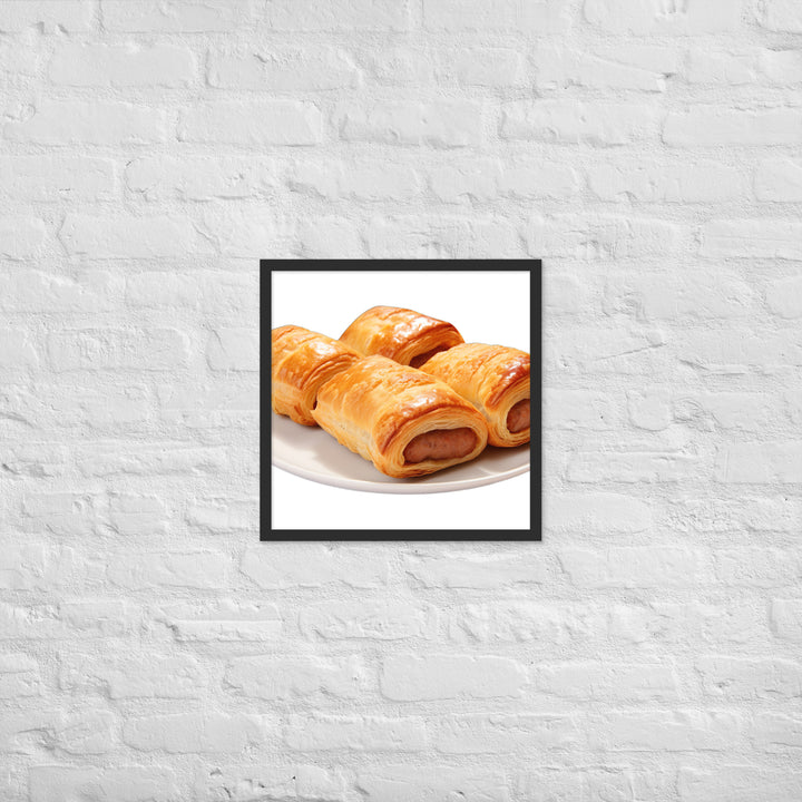 Flaky Golden Sausage Rolls Framed poster 🤤 from Yumify.AI