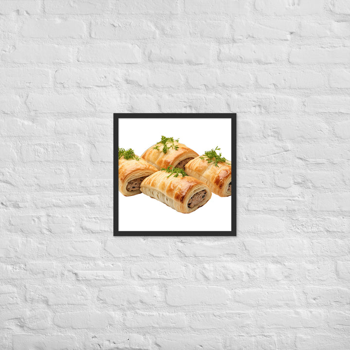 Gourmet Sausage Rolls Framed poster 🤤 from Yumify.AI