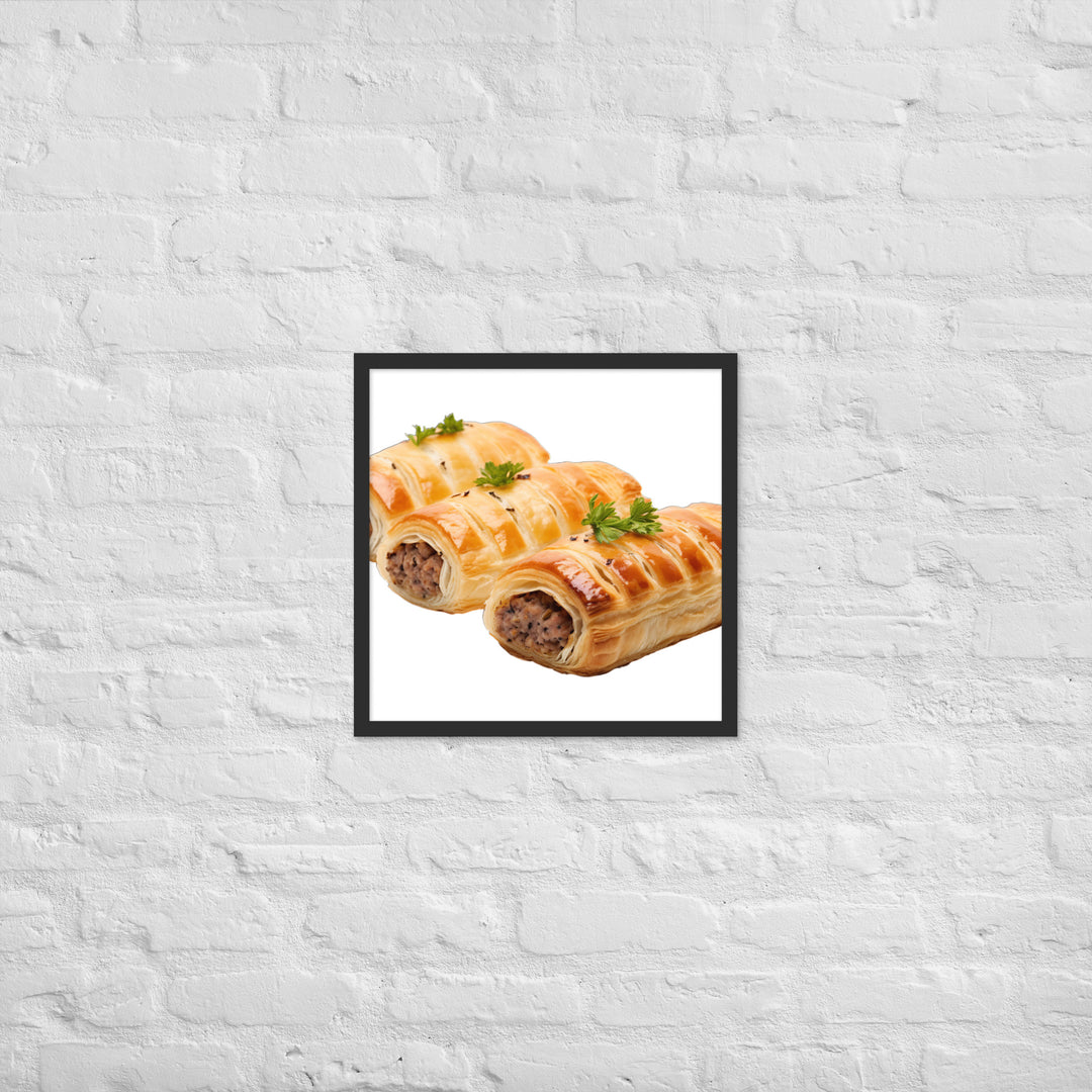 Gourmet Sausage Rolls Framed poster 🤤 from Yumify.AI