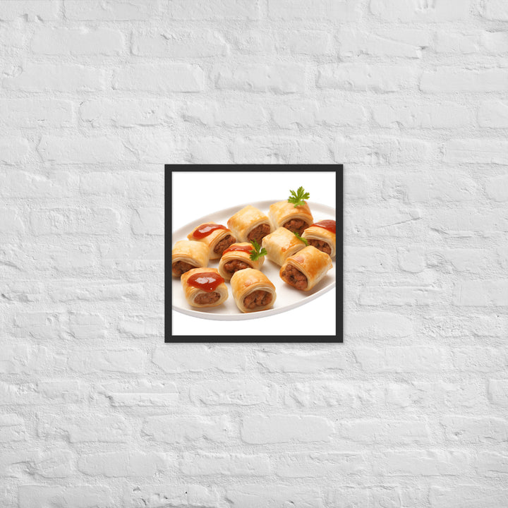 Bite Sized Mini Sausage Rolls Framed poster 🤤 from Yumify.AI