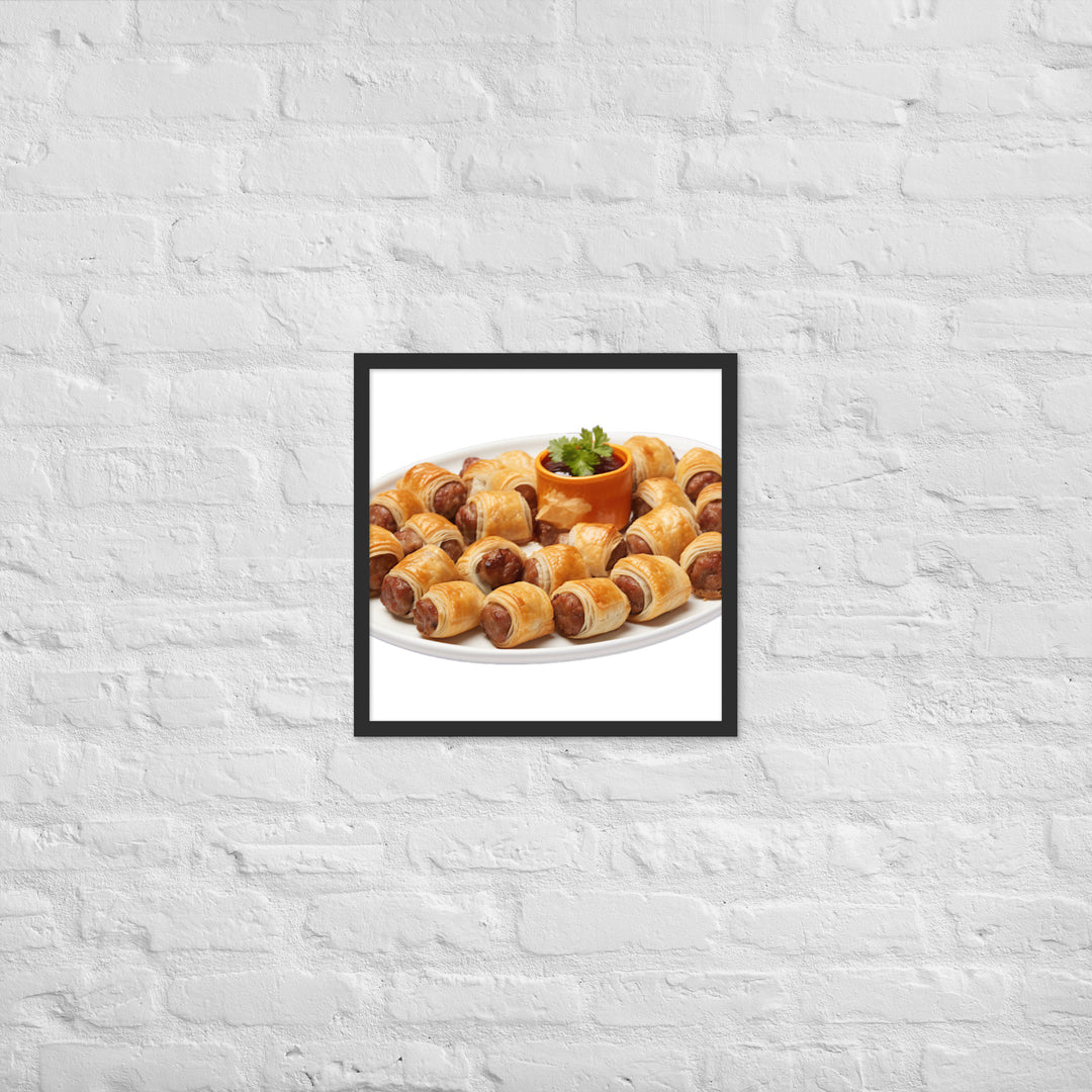 Bite Sized Mini Sausage Rolls Framed poster 🤤 from Yumify.AI