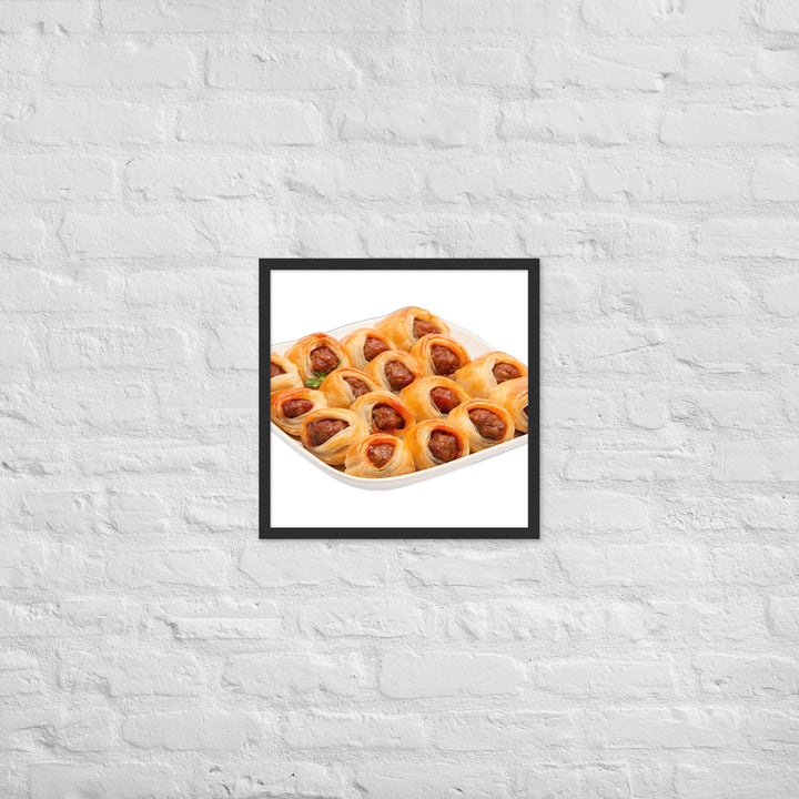 Bite Sized Mini Sausage Rolls Framed poster 🤤 from Yumify.AI