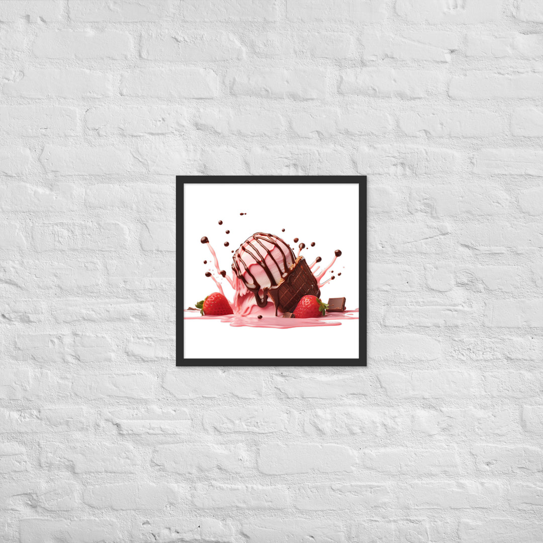 Chocolate Drizzle Over Strawberry Ice Cream Framed poster 🤤 from Yumify.AI