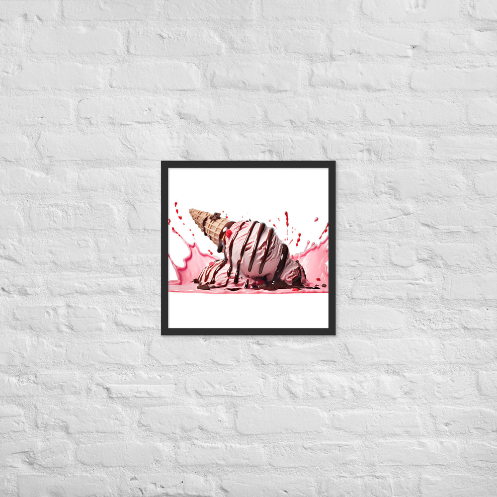 Chocolate Drizzle Over Strawberry Ice Cream Framed poster 🤤 from Yumify.AI