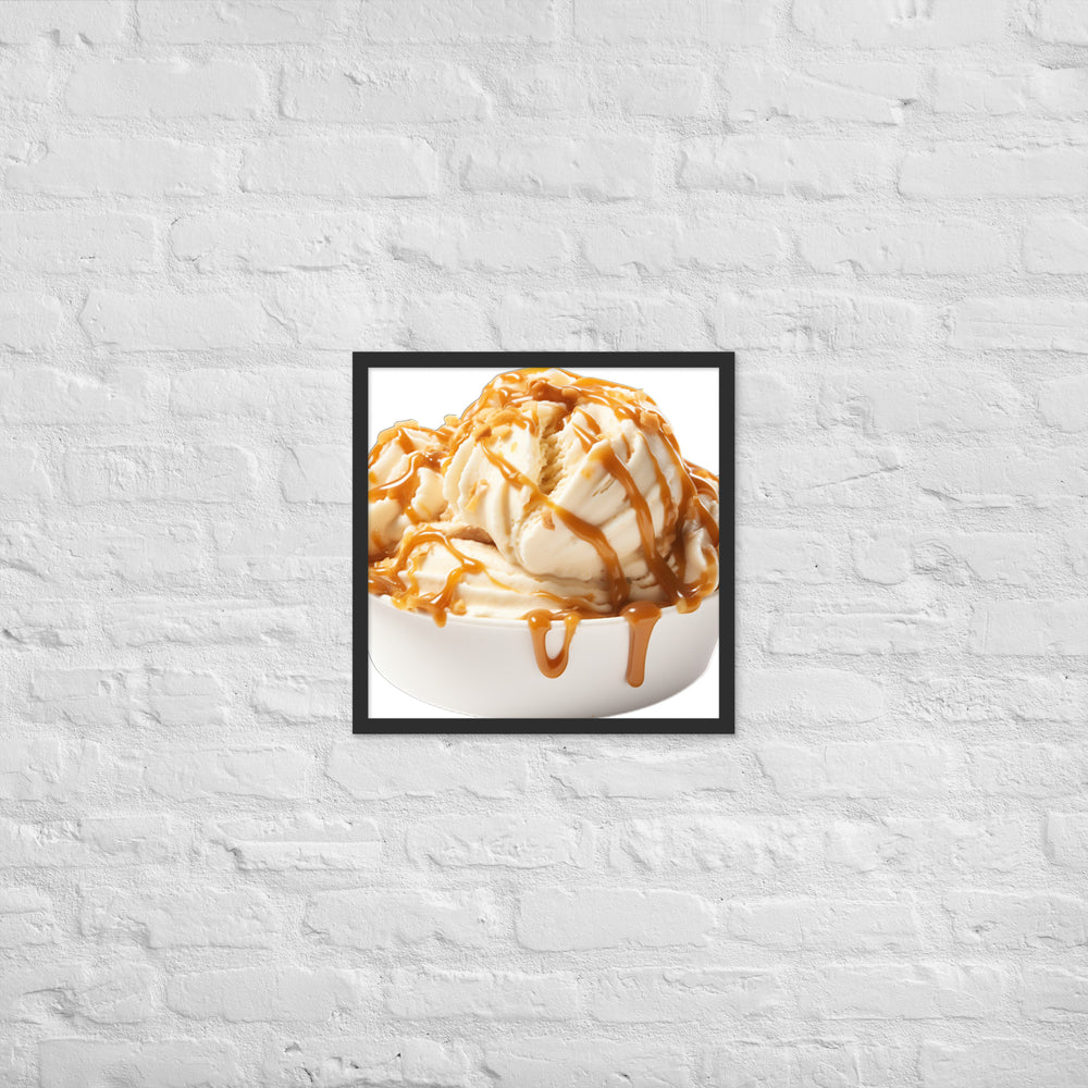 Caramel Swirls in Coffee Ice Cream Framed poster 🤤 from Yumify.AI