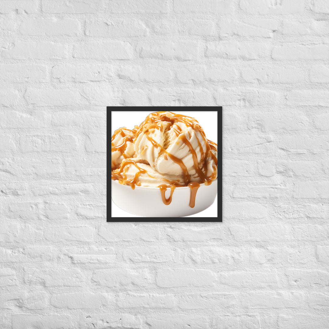 Caramel Swirls in Coffee Ice Cream Framed poster 🤤 from Yumify.AI