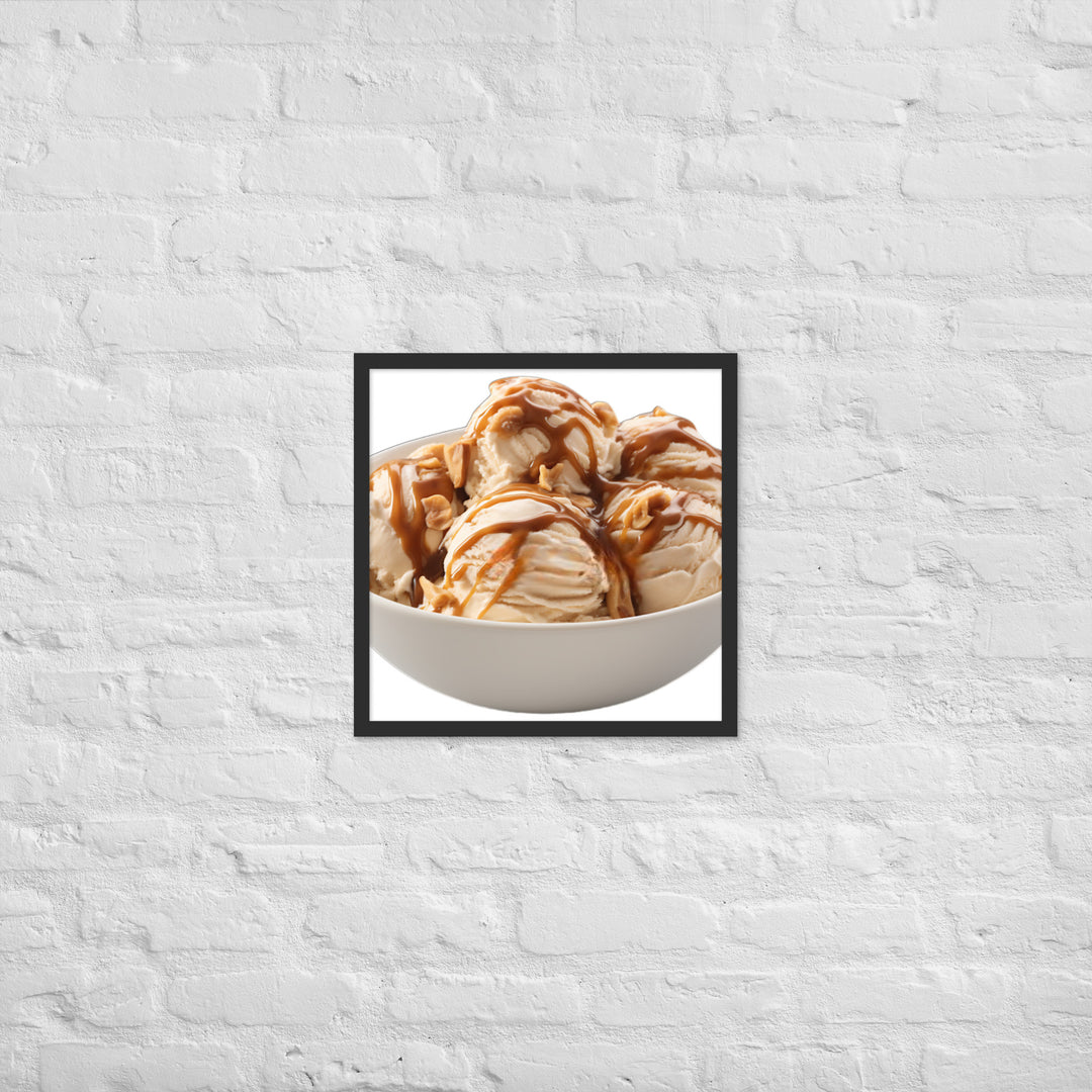 Caramel Swirls in Coffee Ice Cream Framed poster 🤤 from Yumify.AI