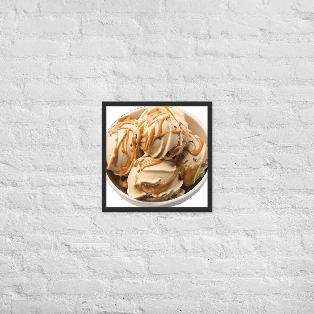 Caramel Swirls in Coffee Ice Cream Framed poster 🤤 from Yumify.AI