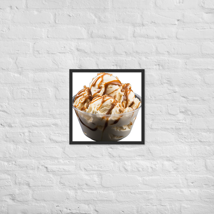 Caramel Swirls in Coffee Ice Cream Framed poster 🤤 from Yumify.AI