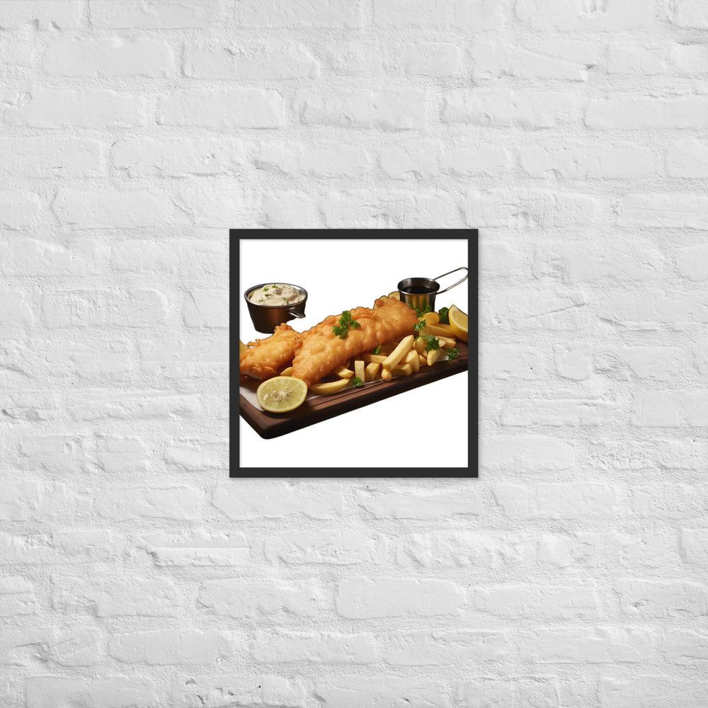 Classic Golden Fish and Chips Framed poster 🤤 from Yumify.AI
