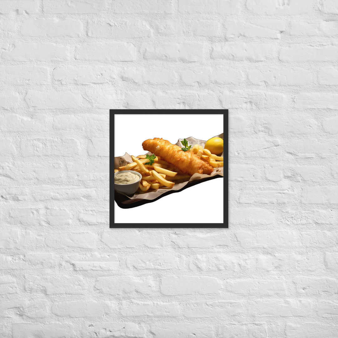 Classic Golden Fish and Chips Framed poster 🤤 from Yumify.AI