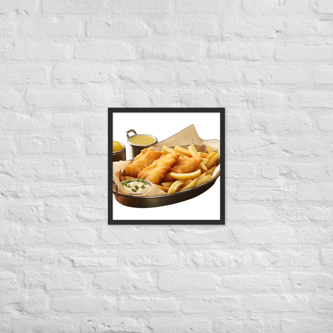 Classic Golden Fish and Chips Framed poster 🤤 from Yumify.AI