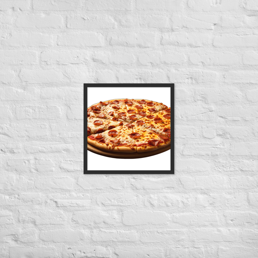 Spicy Pepperoni Explosion Pizza Framed poster 🤤 from Yumify.AI