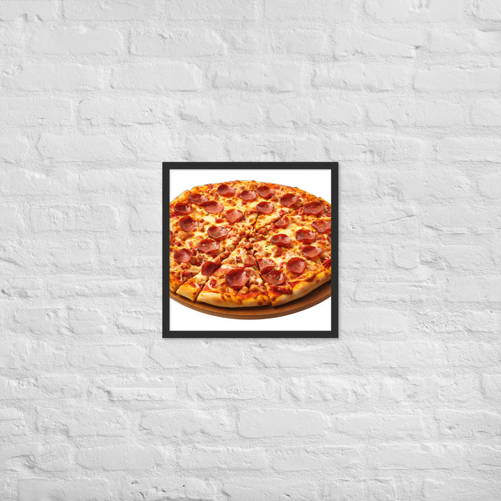 Spicy Pepperoni Explosion Pizza Framed poster 🤤 from Yumify.AI