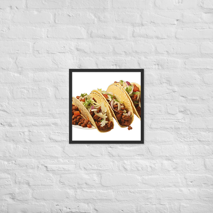 Spicy Chorizo Tacos Glow Framed poster 🤤 from Yumify.AI