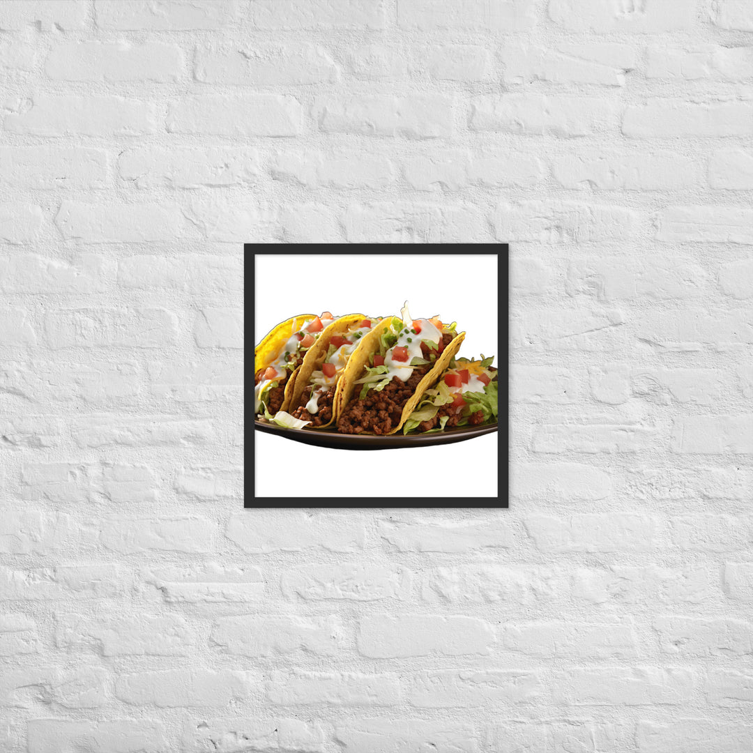 Crispy Beef Tacos Feast Framed poster 🤤 from Yumify.AI