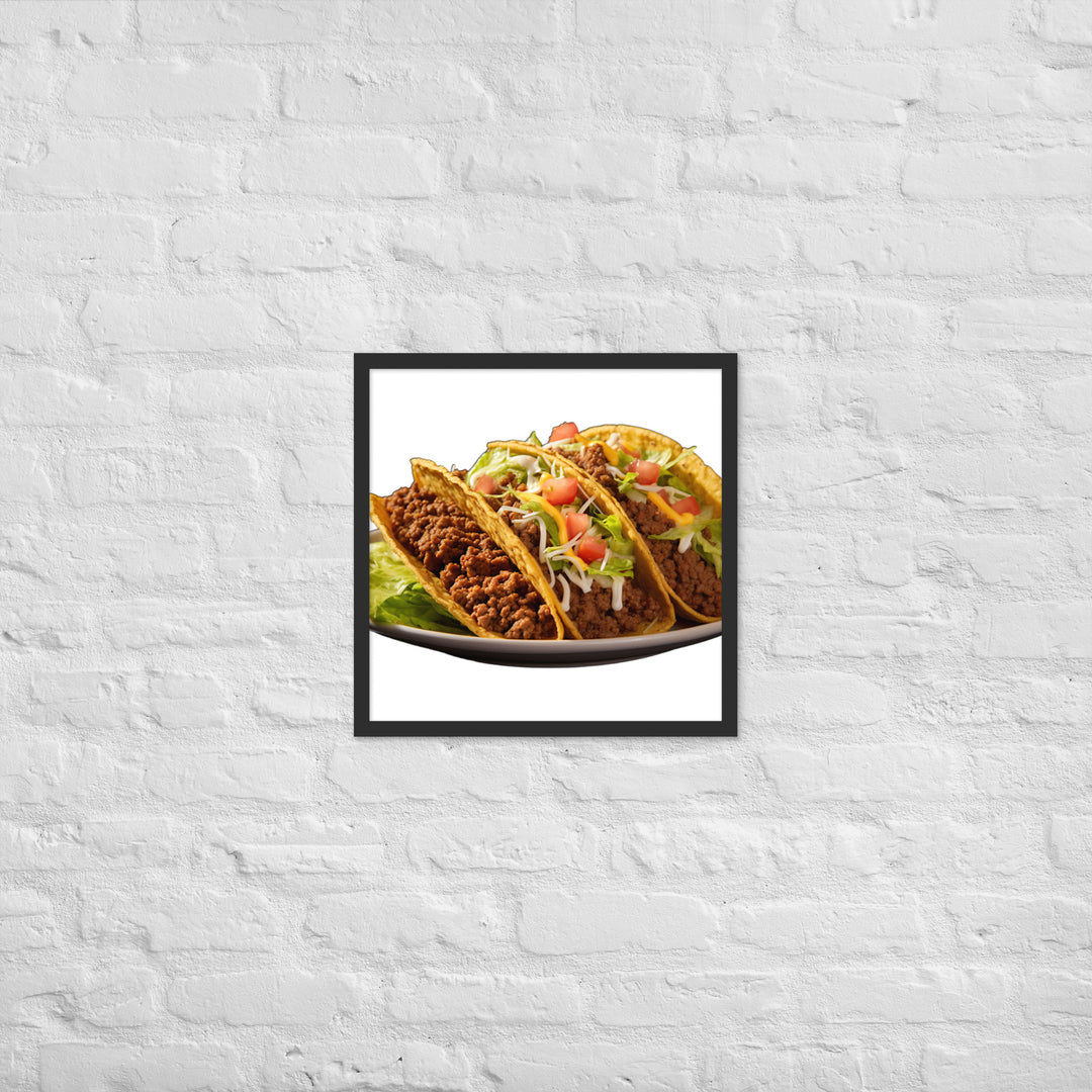 Crispy Beef Tacos Feast Framed poster 🤤 from Yumify.AI