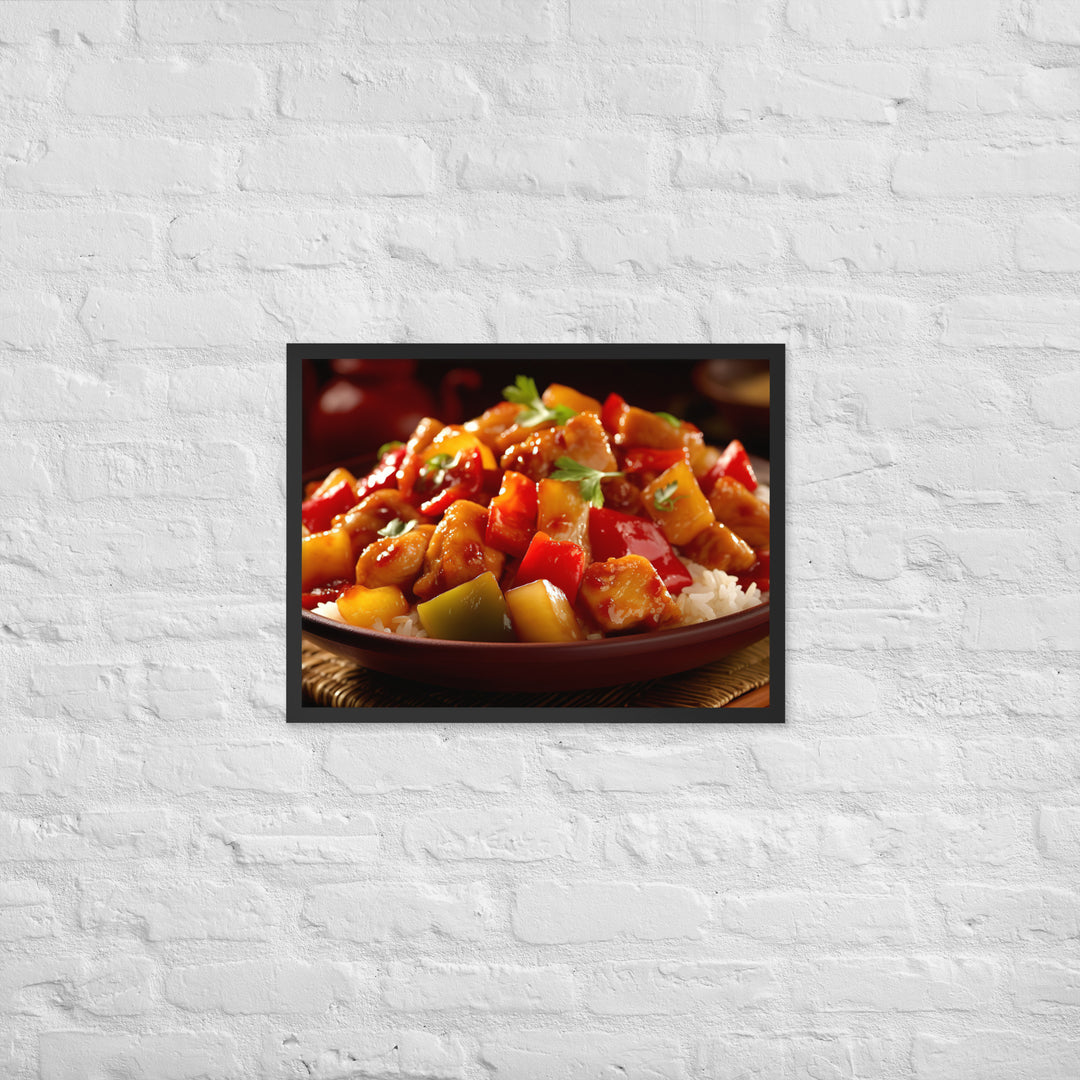 Sweet and sour chicken Framed poster 🤤 from Yumify.AI