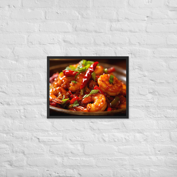 Szechuan Shrimp Framed poster 🤤 from Yumify.AI