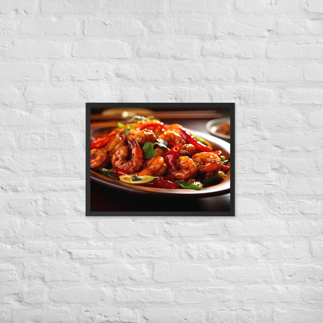 Szechuan Shrimp Framed poster 🤤 from Yumify.AI