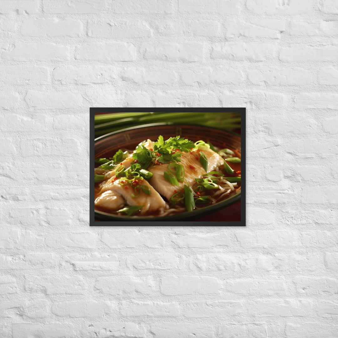 Steamed Fish with Ginger and Scallions Framed poster 🤤 from Yumify.AI