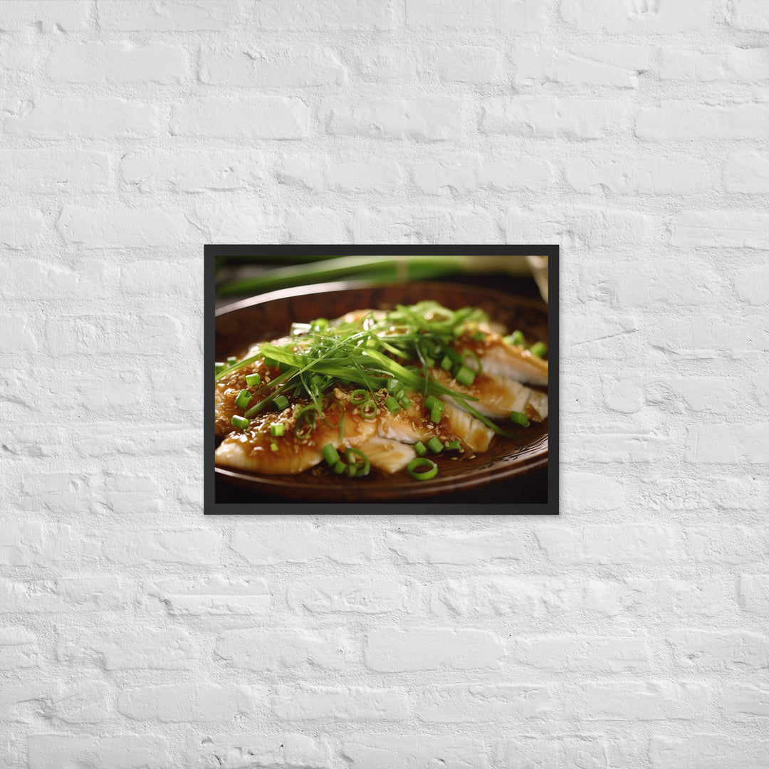 Steamed Fish with Ginger and Scallions Framed poster 🤤 from Yumify.AI