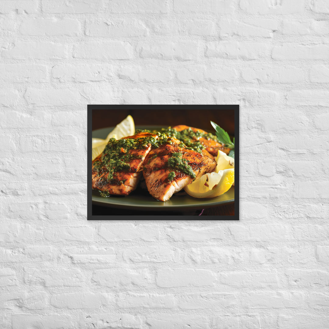 Chermoula Marinated Grilled Fish Framed poster 🤤 from Yumify.AI