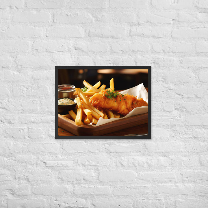 Barramundi Fish and Chips Framed poster 🤤 from Yumify.AI