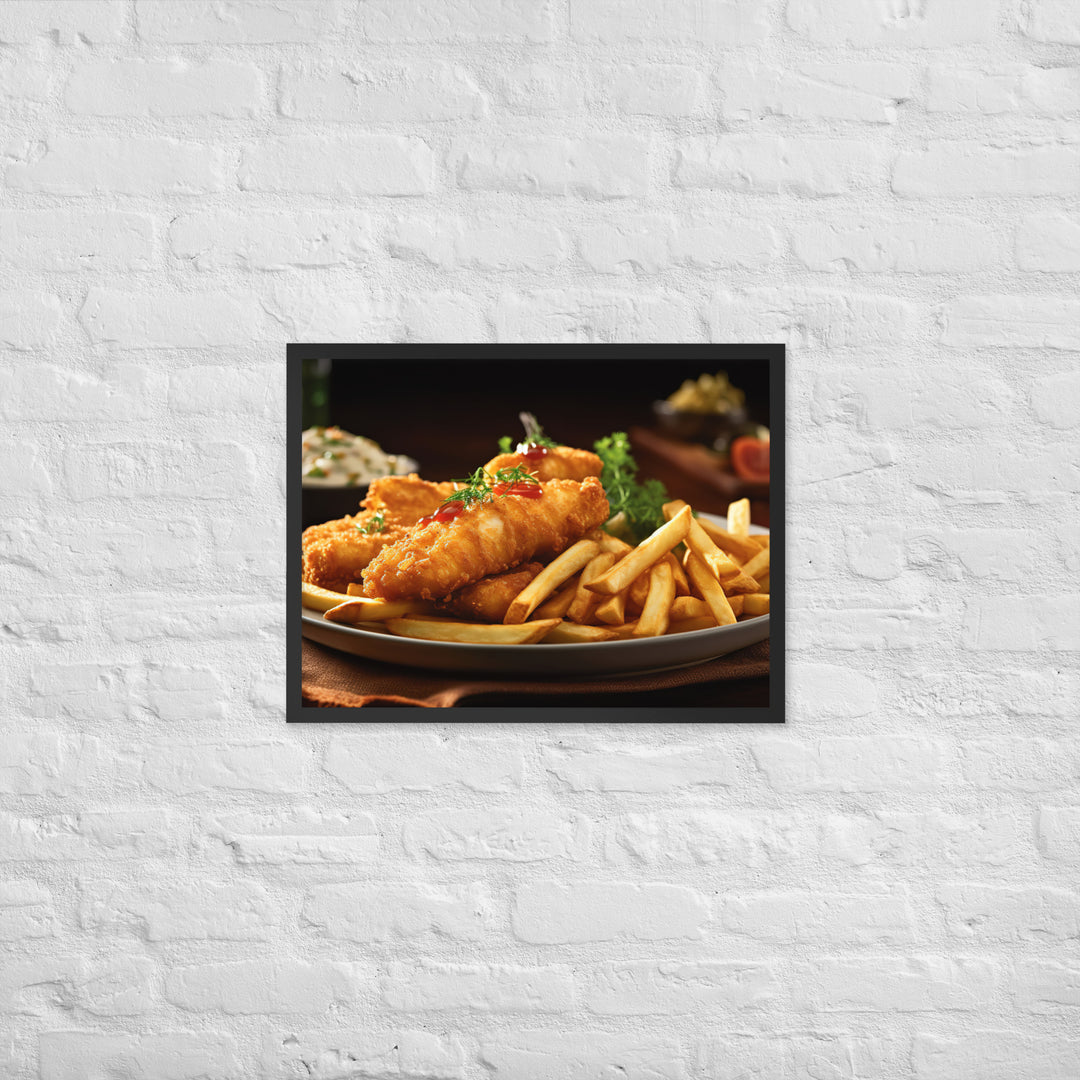 Barramundi Fish and Chips Framed poster 🤤 from Yumify.AI