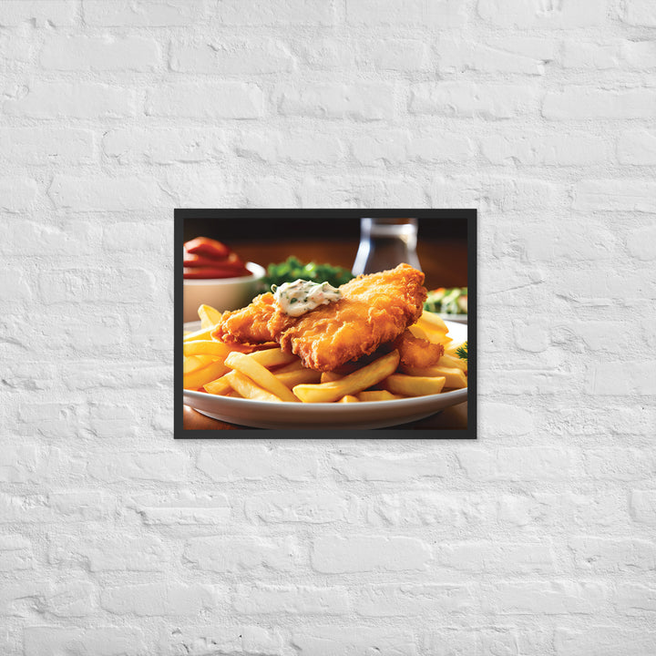 Barramundi Fish and Chips Framed poster 🤤 from Yumify.AI