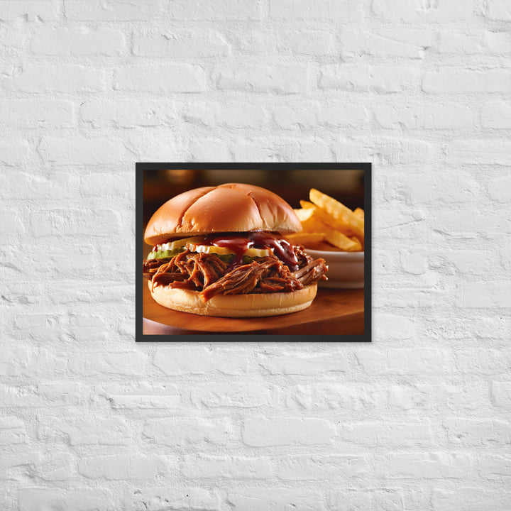 BBQ Pulled Pork Sandwich Framed poster 🤤 from Yumify.AI