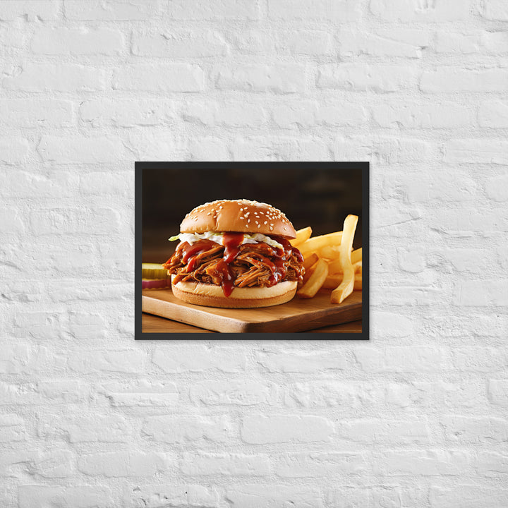 BBQ Pulled Pork Sandwich Framed poster 🤤 from Yumify.AI