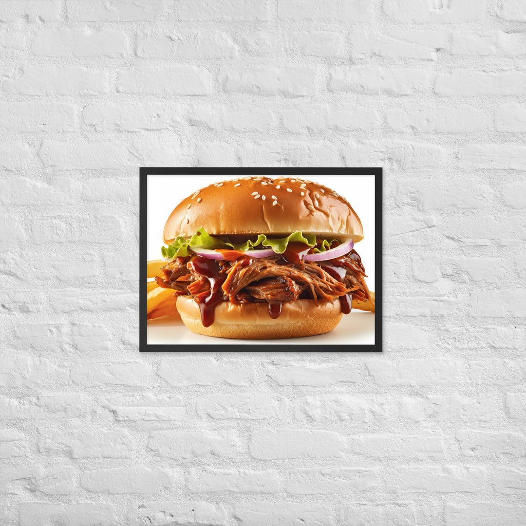 BBQ Pulled Pork Sandwich Framed poster 🤤 from Yumify.AI