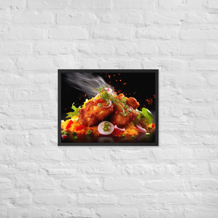 Spicy Fried Chicken Framed poster 🤤 from Yumify.AI