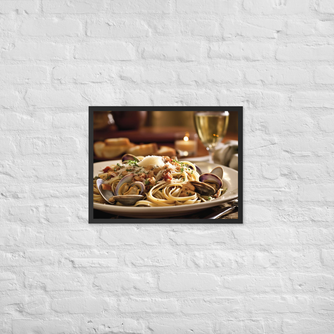 Linguine with Clam Sauce Framed poster 🤤 from Yumify.AI