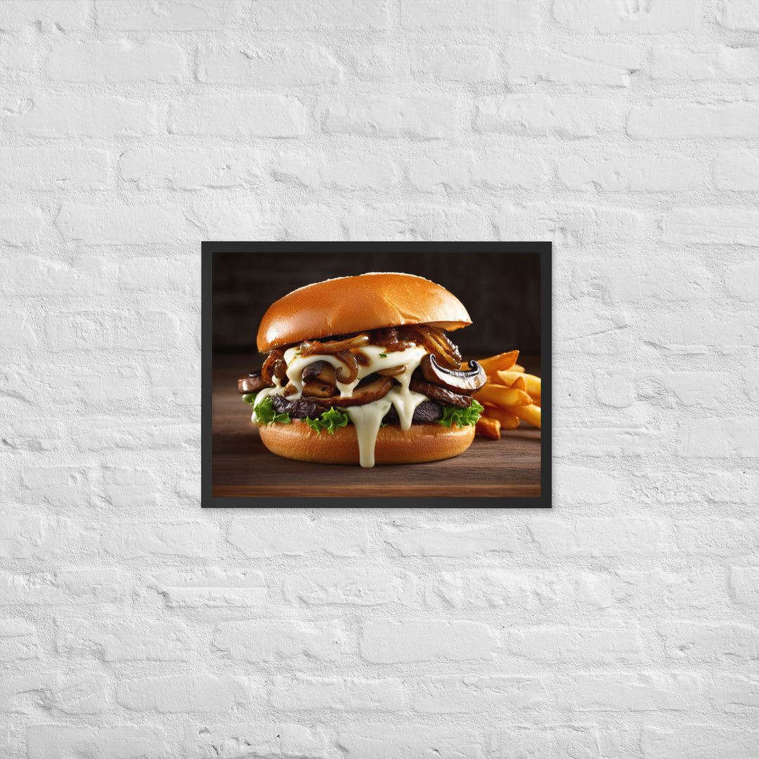 Mushroom Swiss Burger Framed poster 🤤 from Yumify.AI