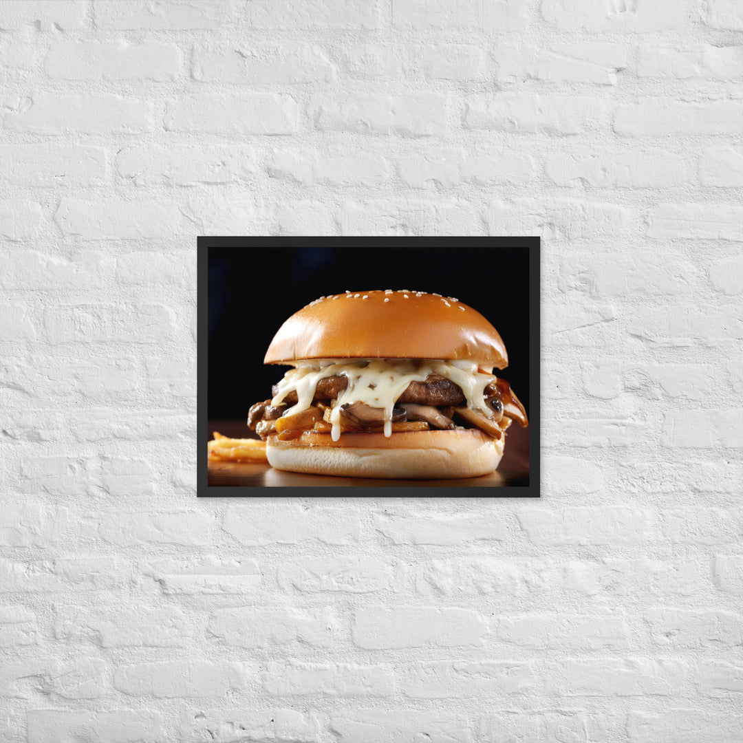 Mushroom Swiss Burger Framed poster 🤤 from Yumify.AI