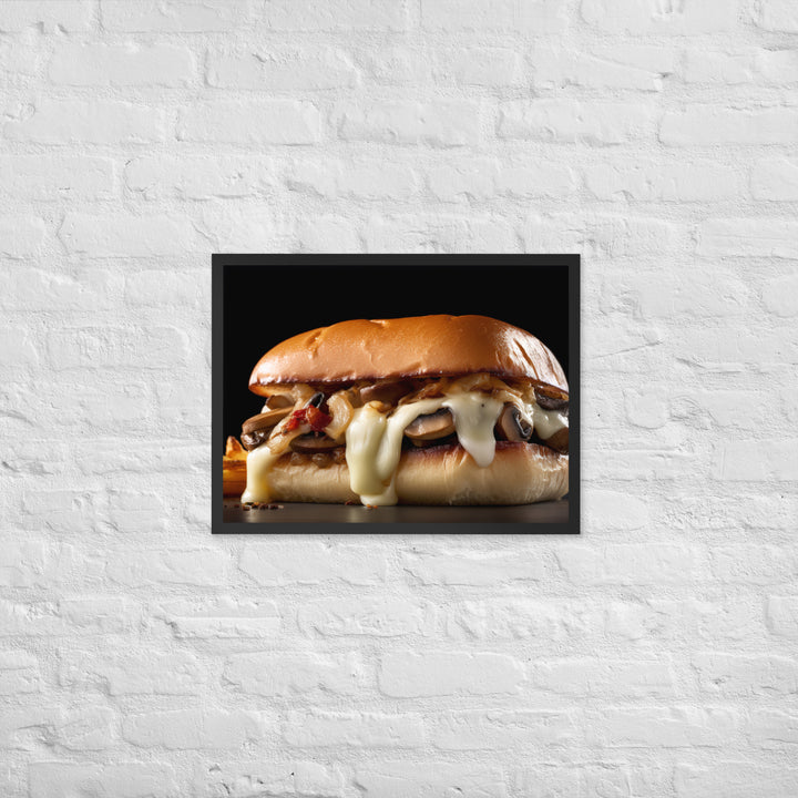 Mushroom Swiss Burger Framed poster 🤤 from Yumify.AI