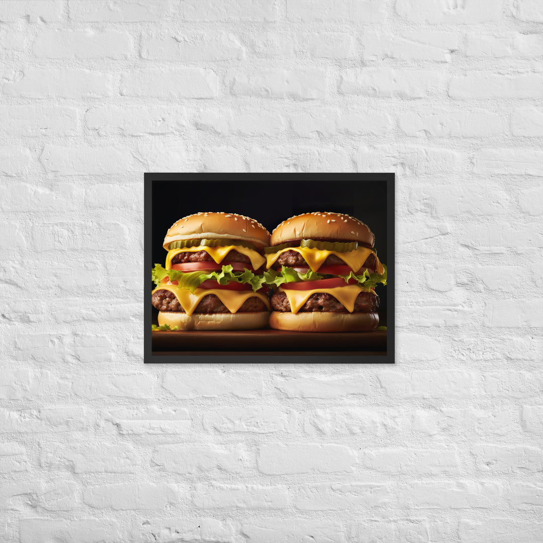 Double Cheese burger Framed poster 🤤 from Yumify.AI